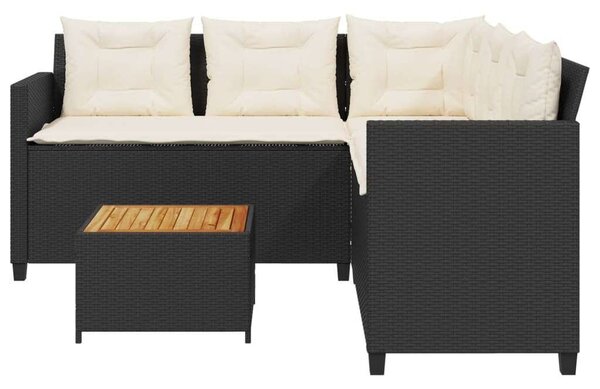 VidaXL L-alakú Kerti Kanapé Szett - Fekete Polyrattan - 175x175cm