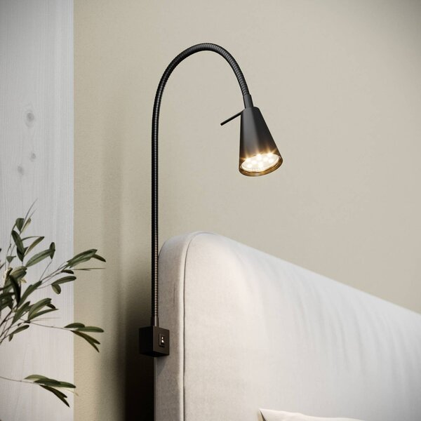 Briloner LED fali lámpa Tuso, fekete, ágyra szerelhető, fém, Fekete, Hálószoba, fém, Modern