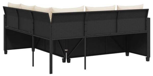 VidaXL L-alakú Kerti Kanapé Szett - Fekete Polyrattan - 175x175cm