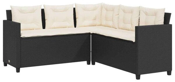 VidaXL L-alakú Kerti Kanapé Szett - Fekete Polyrattan - 175x175cm