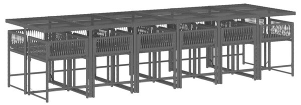 VidaXL 13 részes fekete polyrattan kerti ülőgarnitúra párnákkal