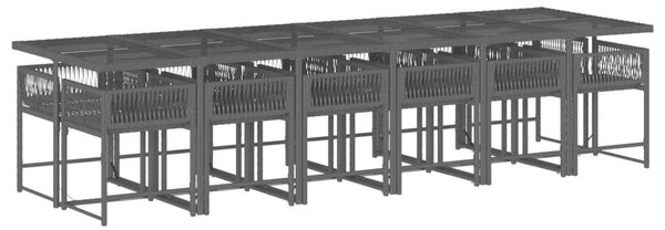 VidaXL 13 részes fekete polyrattan kerti ülőgarnitúra párnákkal