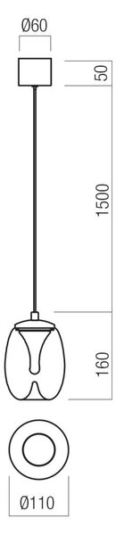 DROP LED függőlámpa, füst színű búrával, d:11 cm