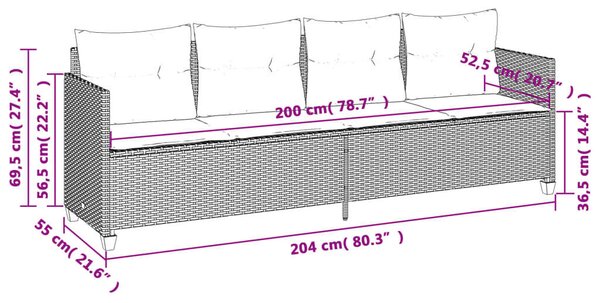 VidaXL 5 részes bézs polyrattan kerti ülőgarnitúra párnákkal