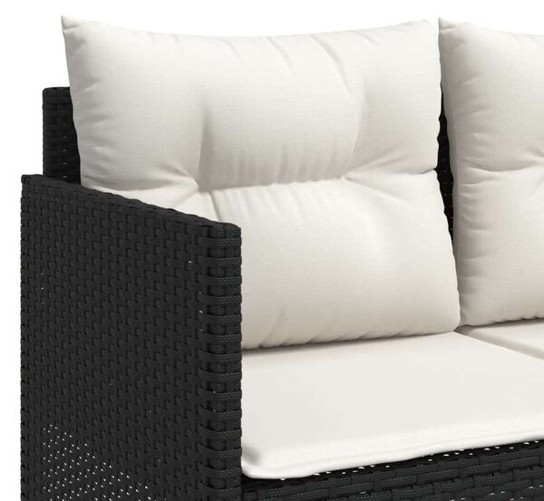 VidaXL 5 részes fekete polyrattan kerti kanapészett párnákkal