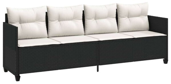 VidaXL 5 részes fekete polyrattan kerti kanapészett párnákkal