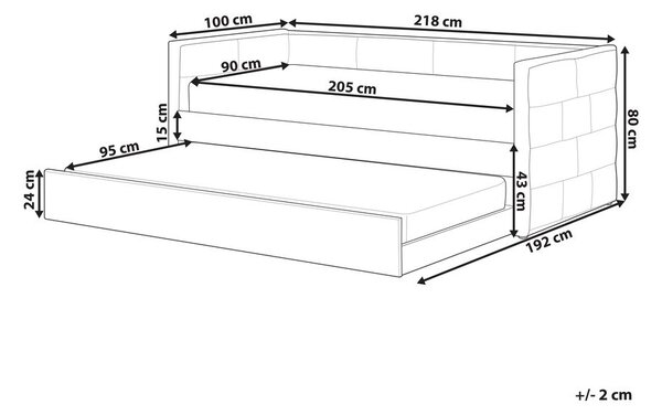 Kihúzható heverő Bársony CHAVONNE 90 x 200 cm Törtfehér