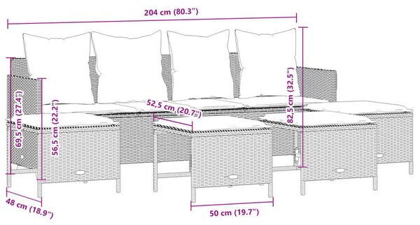 VidaXL 5 Részes Kerti Ülőgarnitúra - Barna Polyrattan