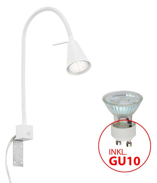 LED fali lámpa Tuso, fehér, ágyra szerelhető, fém