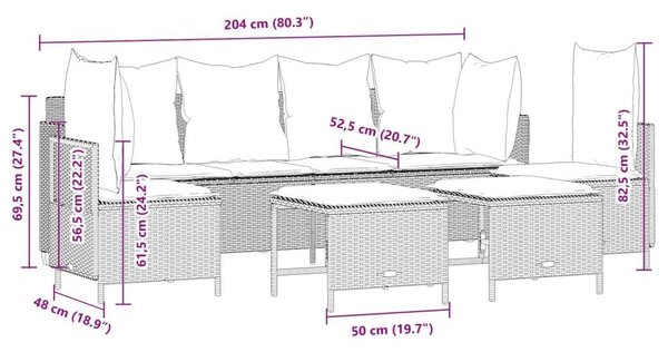 VidaXL 5 részes Polyrattan Kerti Ülőgarnitúra - Barna