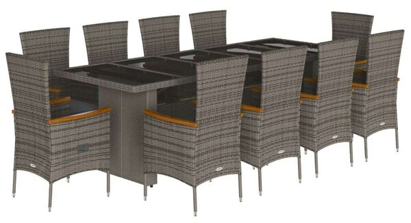 VidaXL 11 részes szürke polyrattan kerti ülőgarnitúra párnákkal