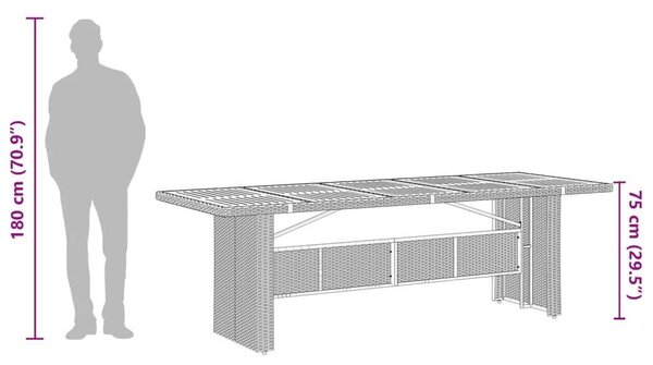 VidaXL Kerti Étkezőgarnitúra - 9 részes - Fekete Polyrattan