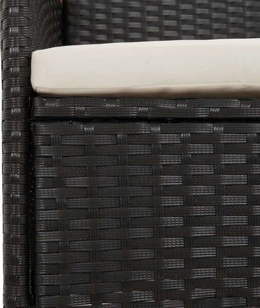 VidaXL Kerti Étkezőgarnitúra - 9 részes - Fekete Polyrattan