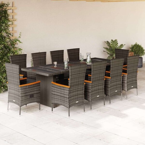VidaXL 11 részes szürke polyrattan kerti ülőgarnitúra párnákkal