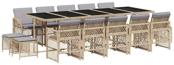 VidaXL Polyrattan Kerti Étkezőgarnitúra - 15 részes - Bézs