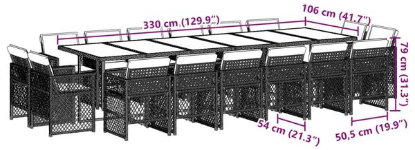 VidaXL Polyrattan Kerti Étkezőgarnitúra - 17 Részes - Bézs