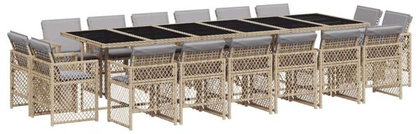 VidaXL Polyrattan Kerti Étkezőgarnitúra - 17 Részes - Bézs
