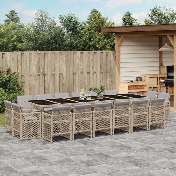 VidaXL Polyrattan Kerti Étkezőgarnitúra - 17 Részes - Bézs