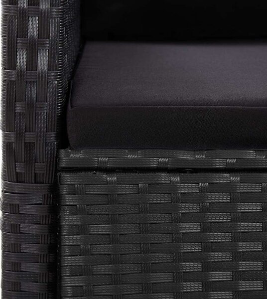 VidaXL Polyrattan Kerti Étkezőgarnitúra - 7 részes - Fekete