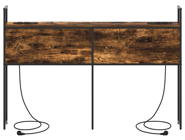 VidaXL Tárolós Fejtámla Töltő Állomással Füstölt tölgy 160 cm Faanyag