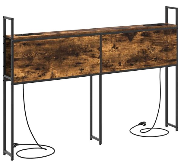 VidaXL Tárolós Fejtámla Töltő Állomással Füstölt tölgy 160 cm Faanyag