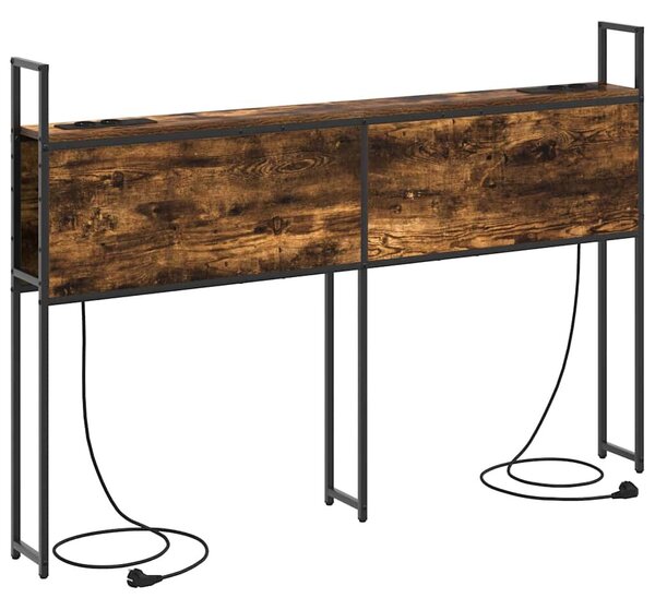 VidaXL Tárolós Fejtámla Töltő Állomással Füstölt tölgy 160 cm Faanyag
