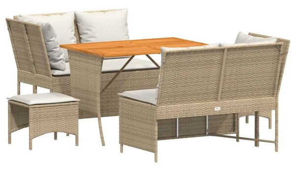 5 részes bézs polyrattan kerti ülőgarnitúra párnákkal