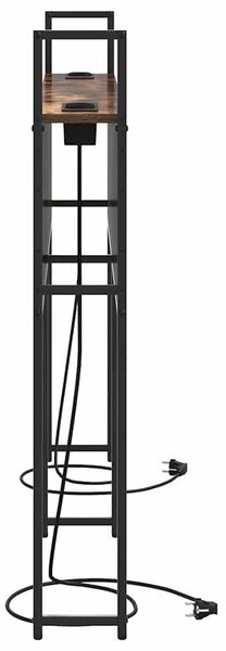 VidaXL Tárolós Fejtámla Töltő Állomással Füstölt tölgy 160 cm Faanyag