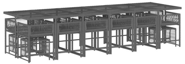 VidaXL Polyrattan Kerti Étkezőgarnitúra - 17 részes - Fekete