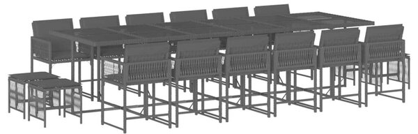 VidaXL Polyrattan Kerti Étkezőgarnitúra - 17 részes - Fekete