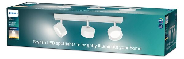 Philips Bracia LED mennyezeti spotlámpa, 3 izzós, fehér, Fehér / opál, Nappali / Étkező, Alumínium, Modern