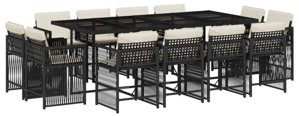 VidaXL 13 részes fekete polyrattan kerti ülőgarnitúra párnákkal