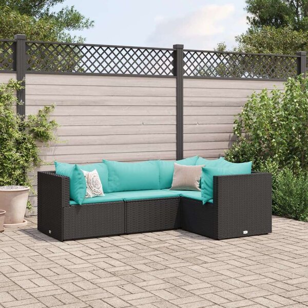 VidaXL Polyrattan Kerti Ülőgarnitúra - 4 részes - Fekete