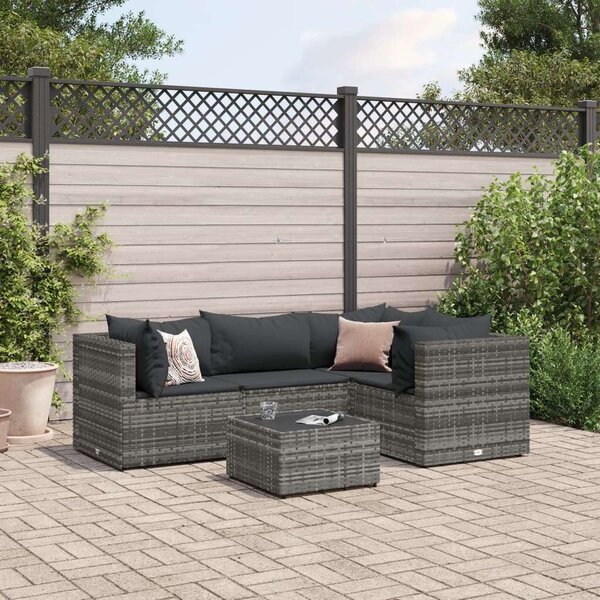 VidaXL Polyrattan Kerti Ülőgarnitúra - 5 részes - Szürke