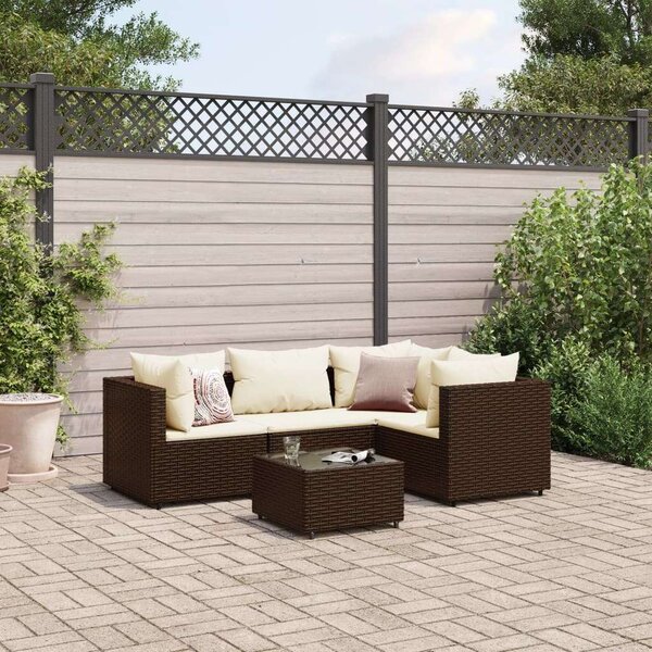 Polyrattan Kerti Ülőgarnitúra - 5 részes - Barna