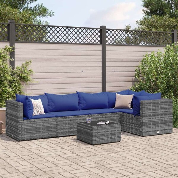 Vidaxl Polyrattan Kerti Ülőgarnitúra - 6 részes, Szürke