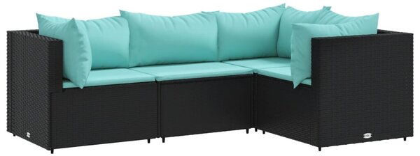 VidaXL Polyrattan Kerti Ülőgarnitúra - 4 részes - Fekete