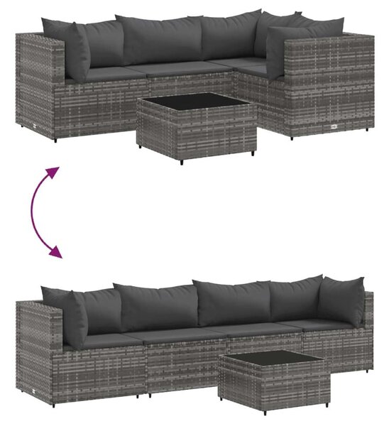 VidaXL Polyrattan Kerti Ülőgarnitúra - 5 részes - Szürke