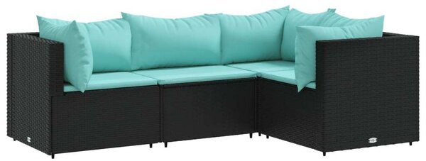VidaXL Polyrattan Kerti Ülőgarnitúra - 4 részes - Fekete