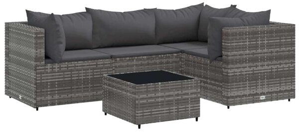 VidaXL Polyrattan Kerti Ülőgarnitúra - 5 részes - Szürke