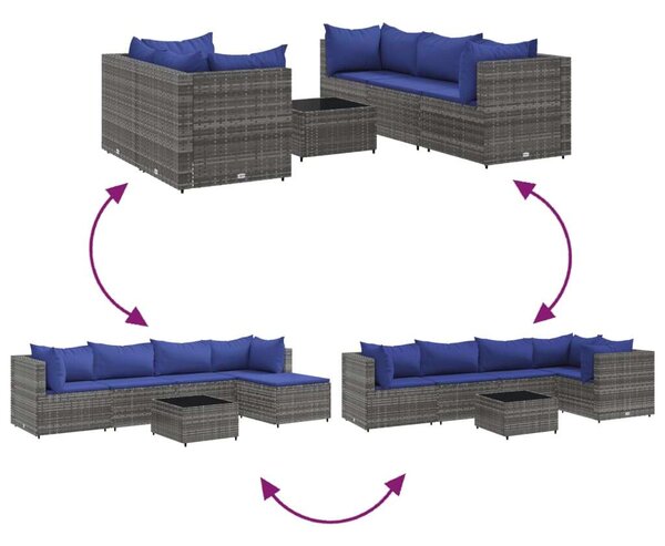 Vidaxl Polyrattan Kerti Ülőgarnitúra - 6 részes, Szürke