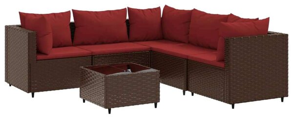 Polyrattan Kerti Ülőgarnitúra - 6 részes - Barna
