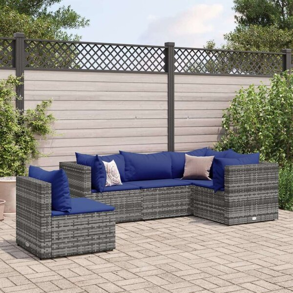 VidaXL Polyrattan Kerti Ülőgarnitúra - 5 részes - Szürke