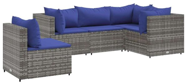 VidaXL Polyrattan Kerti Ülőgarnitúra - 5 részes - Szürke