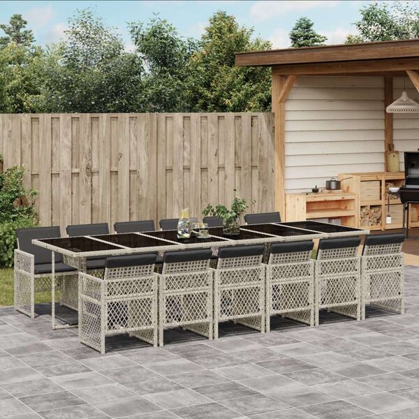VidaXL Polyrattan Kerti Étkezőgarnitúra - 13 részes - Szürke