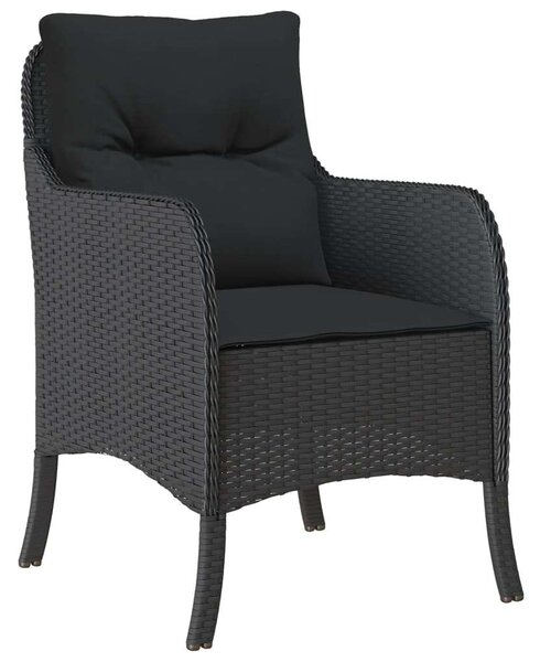 VidaXL 7 részes fekete polyrattan kerti étkezőgarnitúra párnával