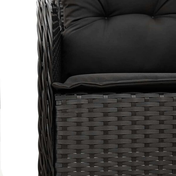 VidaXL 5 részes fekete polyrattan kerti étkezőgarnitúra párnákkal