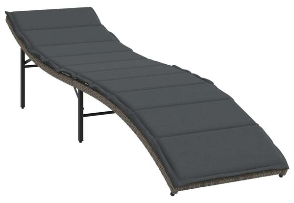 VidaXL Napozóágy - Polyrattan - Szürke - 199cm