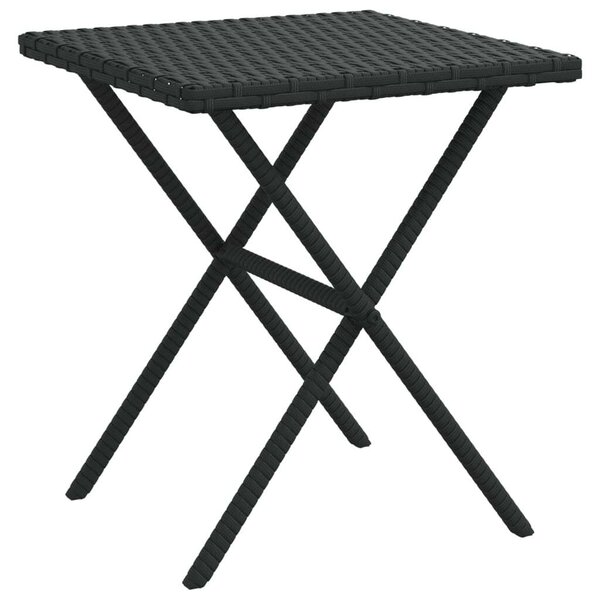 VidaXL Napozóágy Szett - 2 db - Fekete Polyrattan - Asztallal
