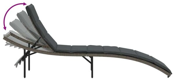 VidaXL Napozóágy - Polyrattan - Szürke - 199cm